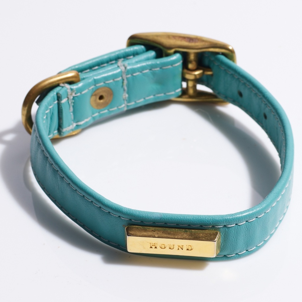 Leather Dog Collar by Hound Collection with Gold Bar Logo